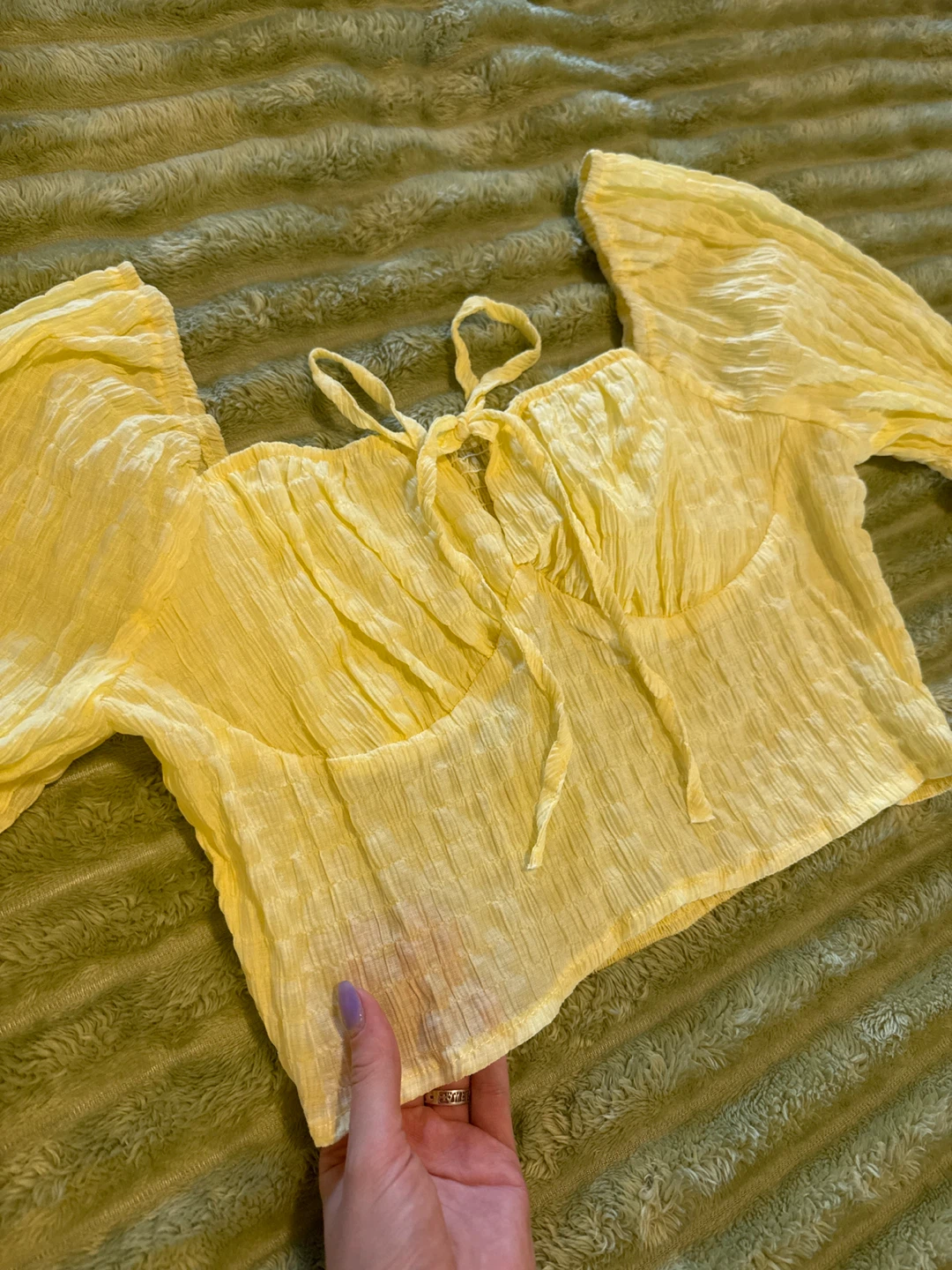 Yellow Smocked Cropped Top