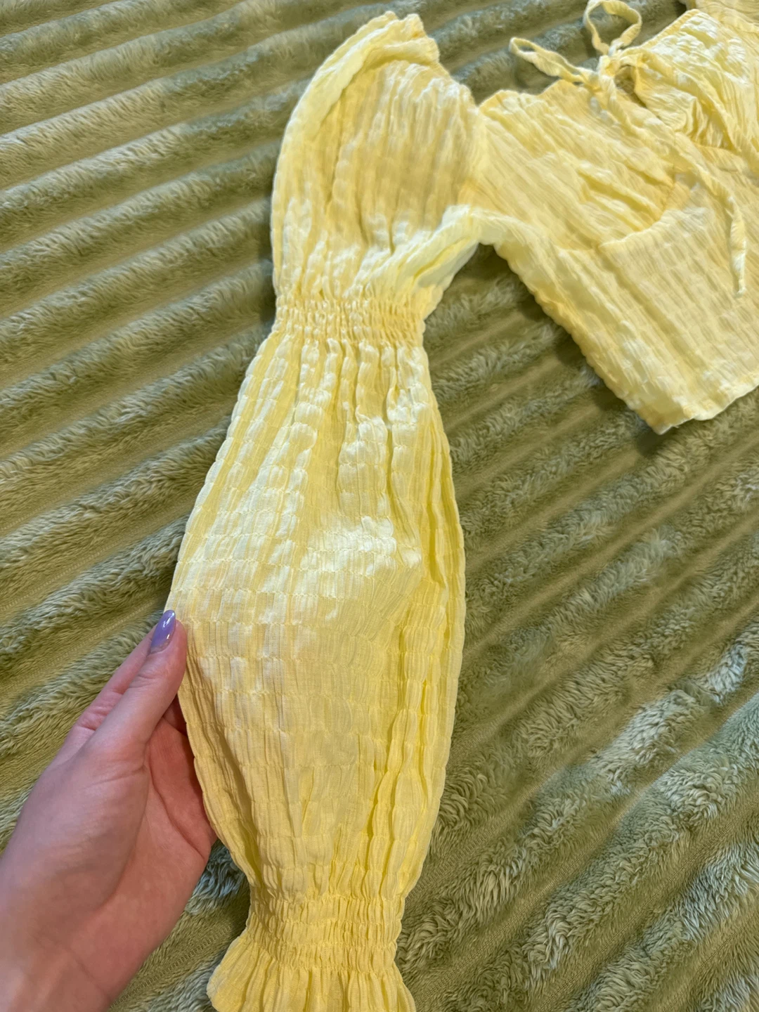 Yellow Smocked Cropped Top - photo 2