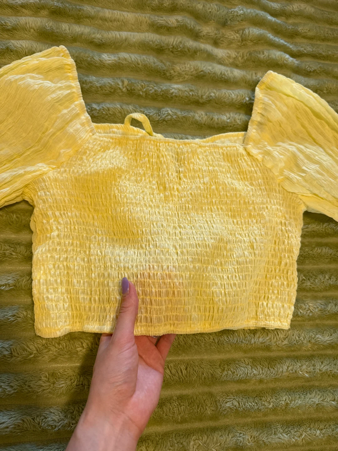 Yellow Smocked Cropped Top - photo 3