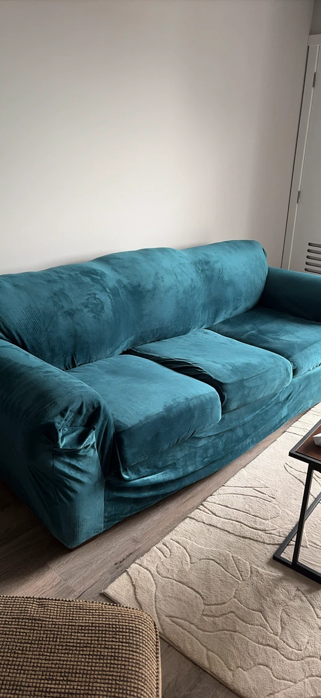 Couch, armchair and ottoman with covers - photo 2