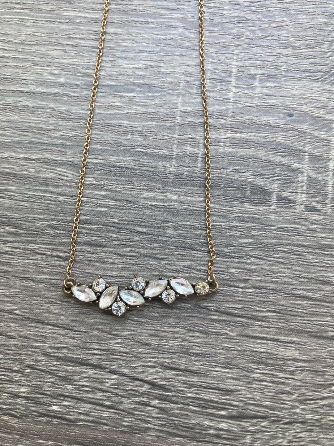 Gold-tone necklace with clear stones