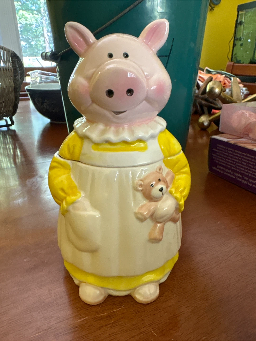 Pig  Jar with Teddy Bear Accent