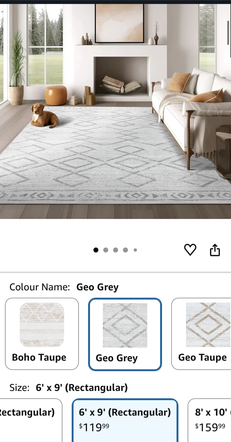 Area Rug 6' x 9' White & Grey - photo 2
