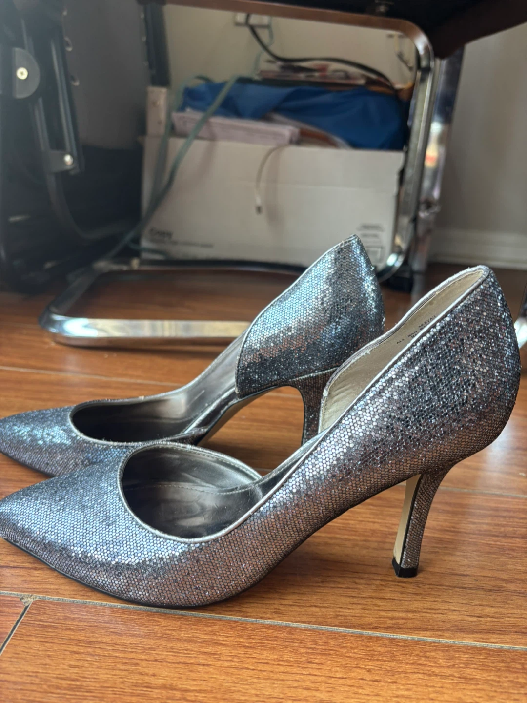 Anne Klein Sparkly Silver Heels