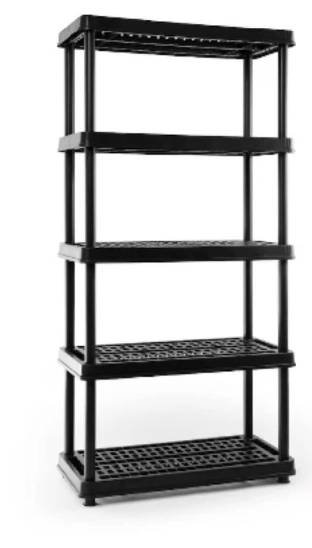 Black 5-Tier Plastic Shelving Unit - photo 2