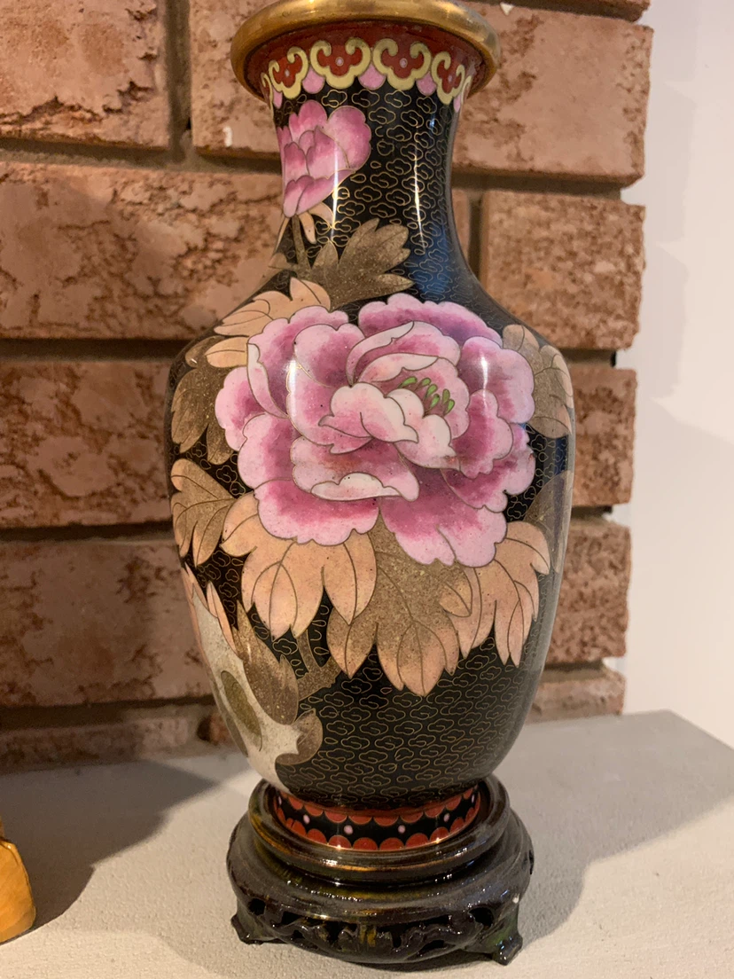 Vase with brass inlay