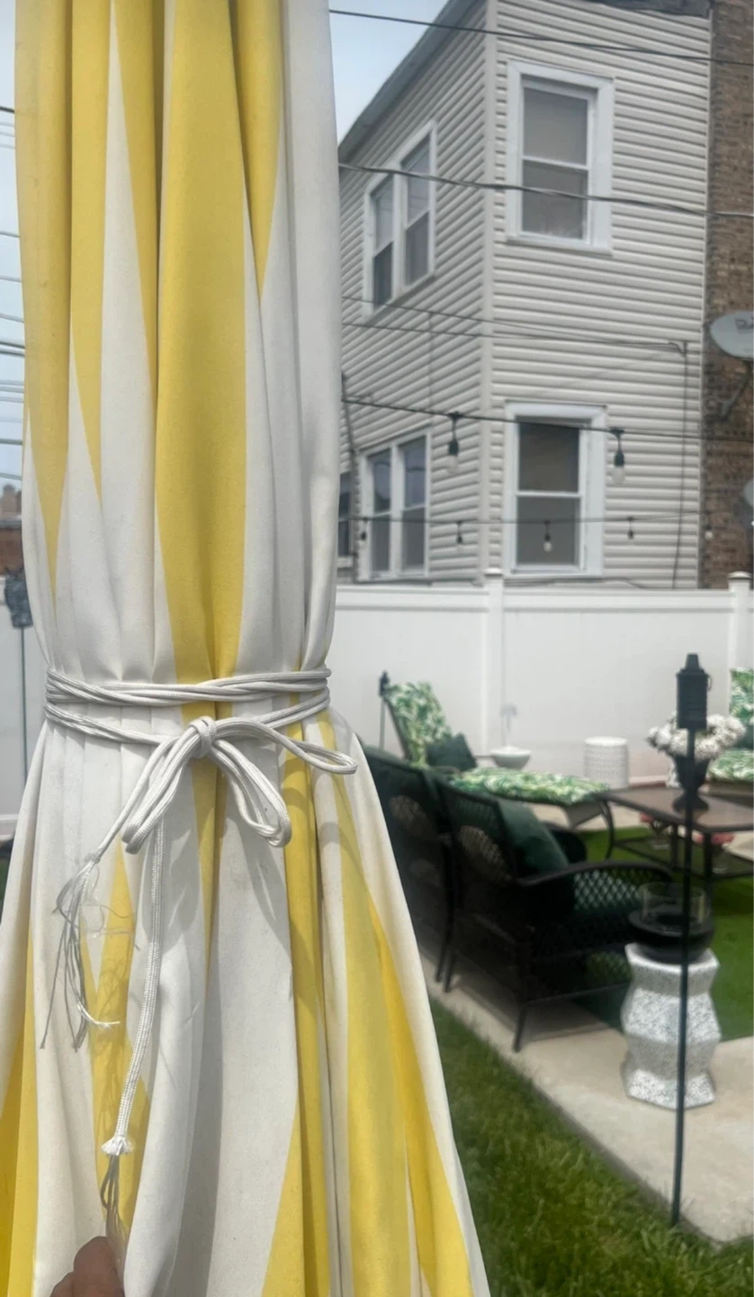 Yellow and White Striped Patio Umbrella - photo 3