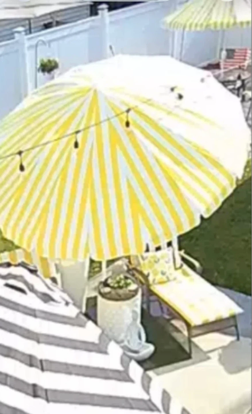 Yellow and White Striped Patio Umbrella - photo 5
