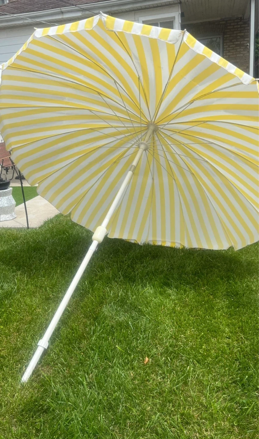 Yellow and White Striped Patio Umbrella - photo 2