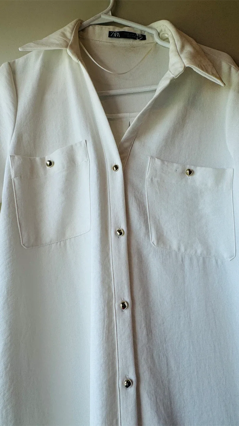 ZARA White Button-Up Maxi Dress - photo 5