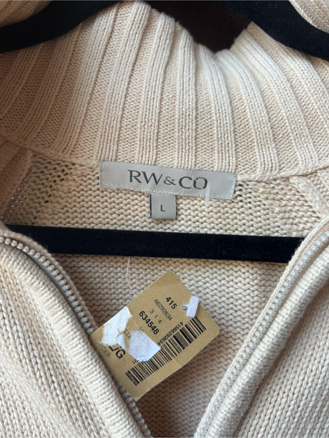 RW & CO. Beige Zip-Up Sweater - photo 2