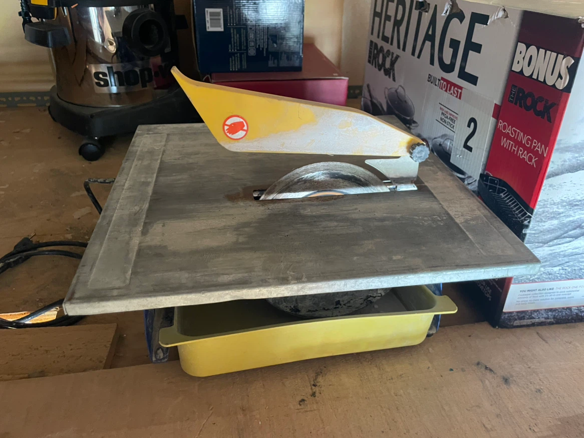 Yellow Tile Saw with Blade
