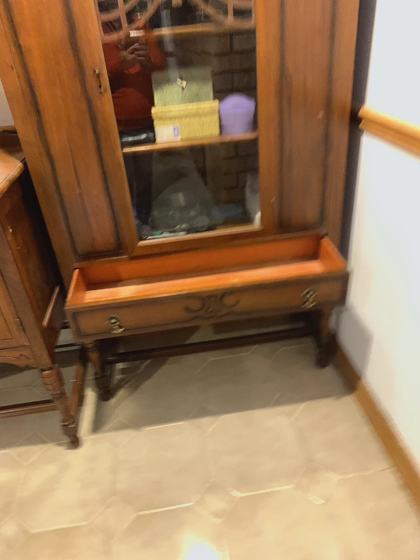 Vintage Wood Display Cabinet with Glass Door - photo 3