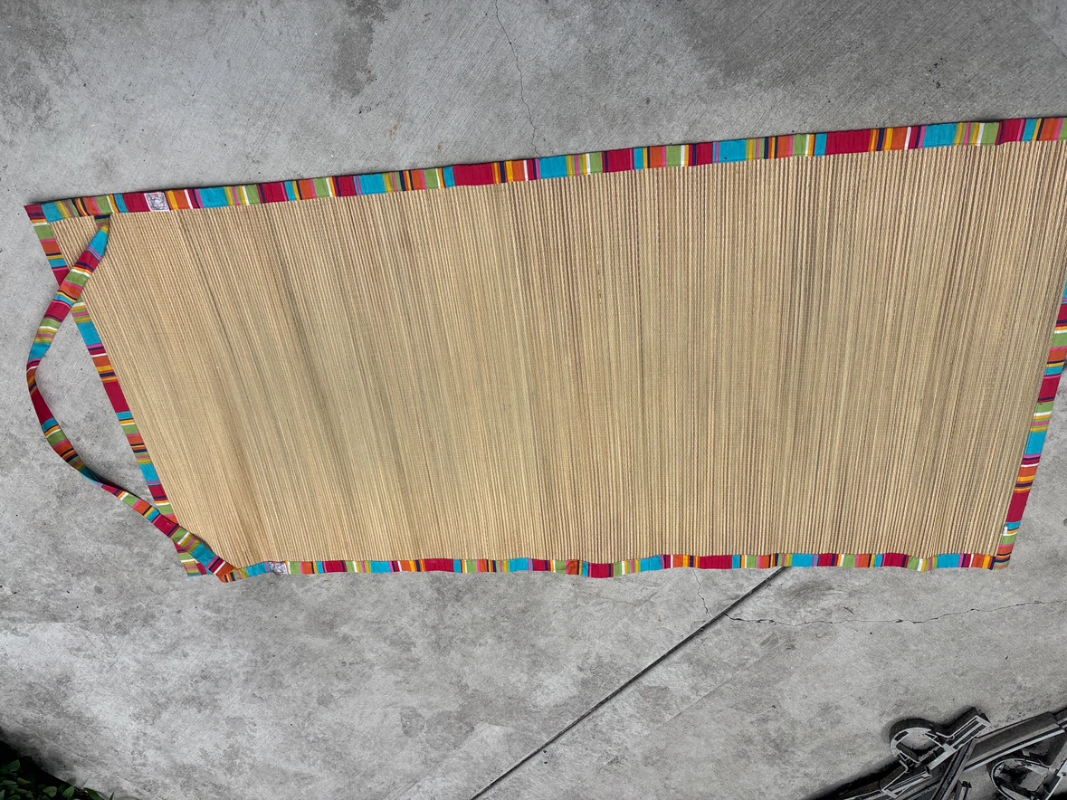 Woven Straw Mat with Colorful Trim