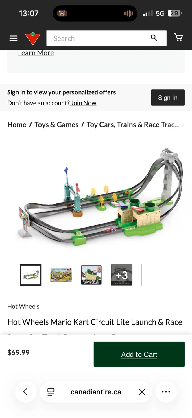 Hot Wheels Mario Kart Circuit Lite Launch & Race Track Set