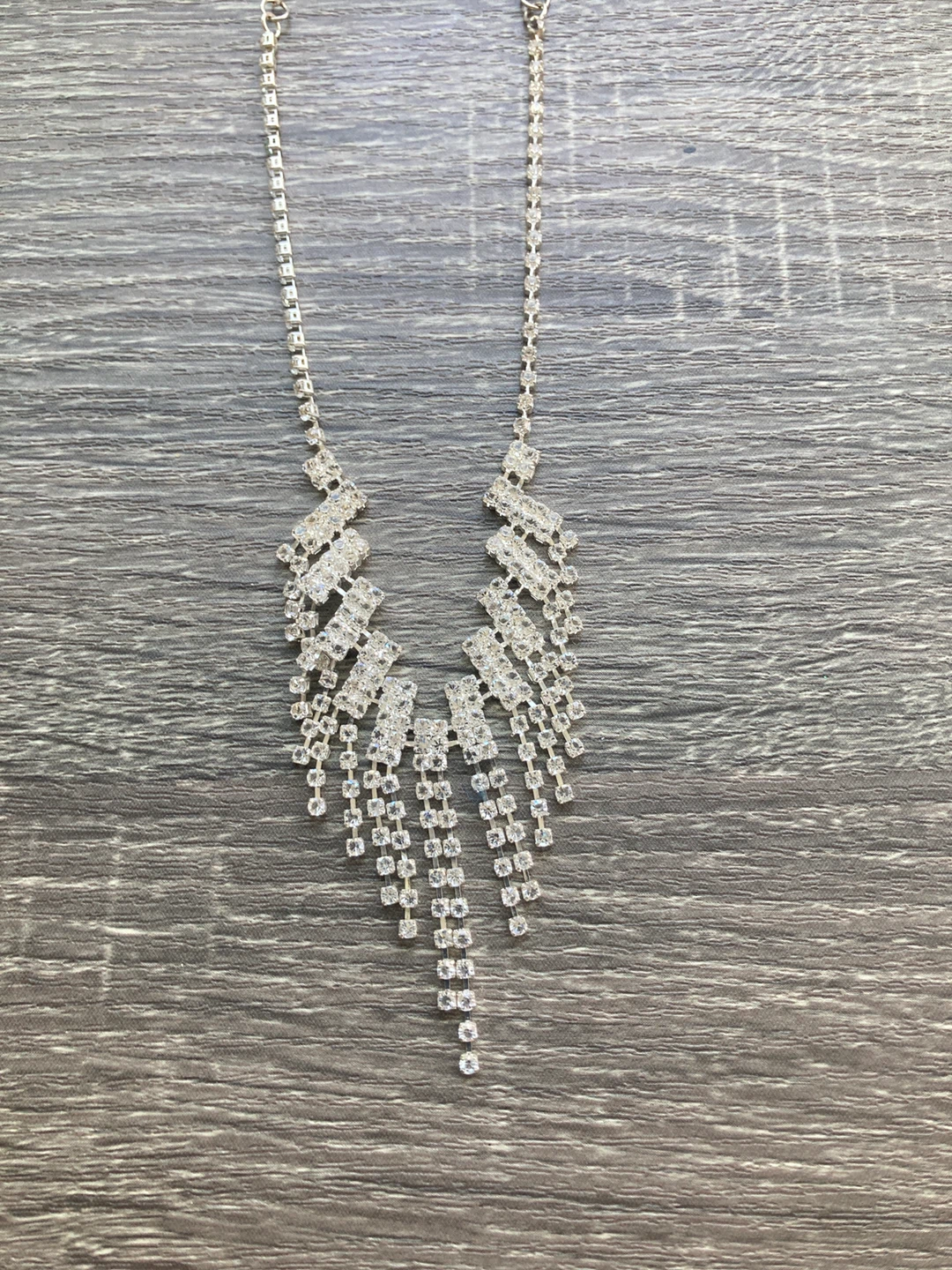 Silver Crystal Waterfall Necklace