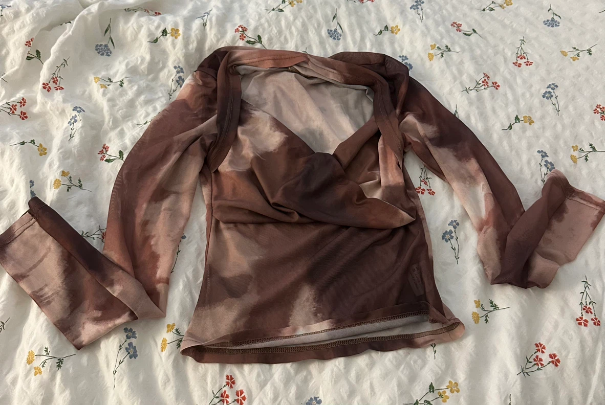 Mesh Brown Long Sleeve Top