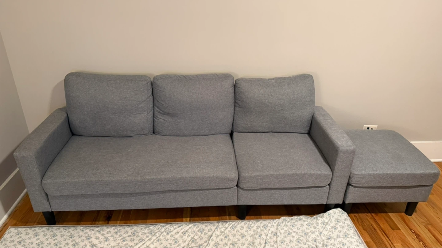 Grey Sectional Sofa with Ottoman
