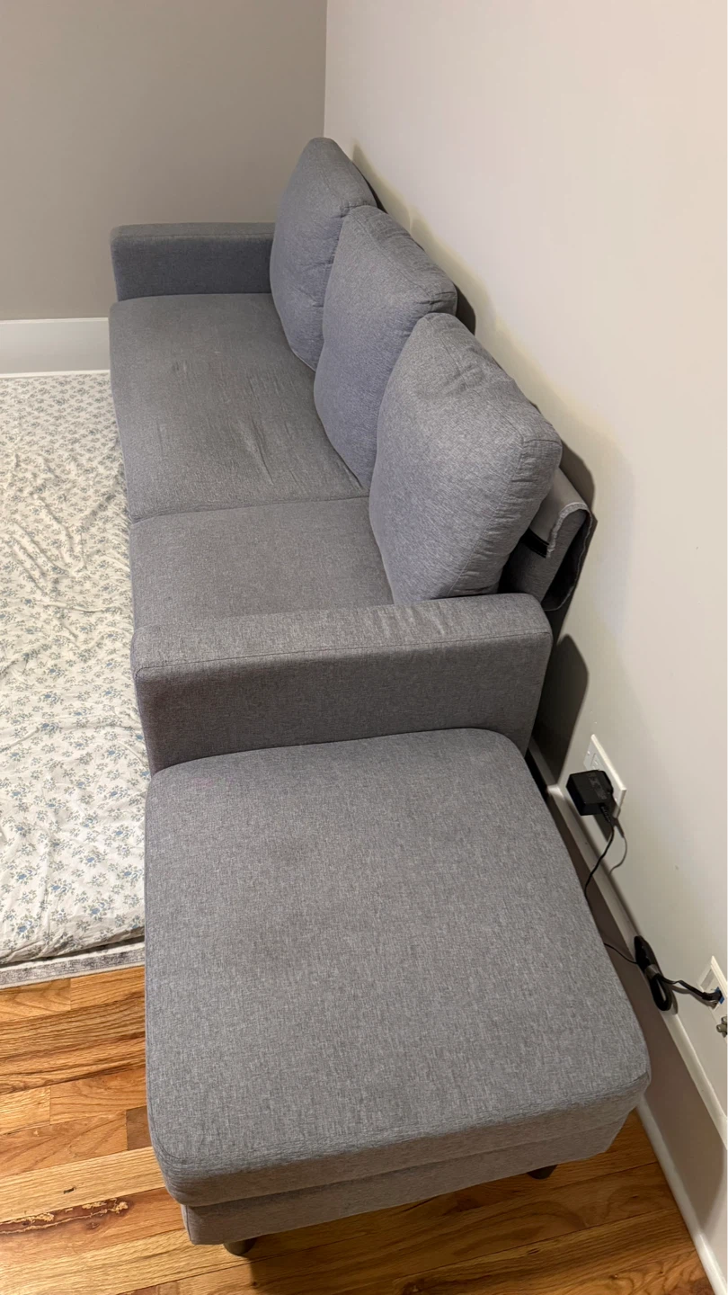 Grey Sectional Sofa with Ottoman - photo 2