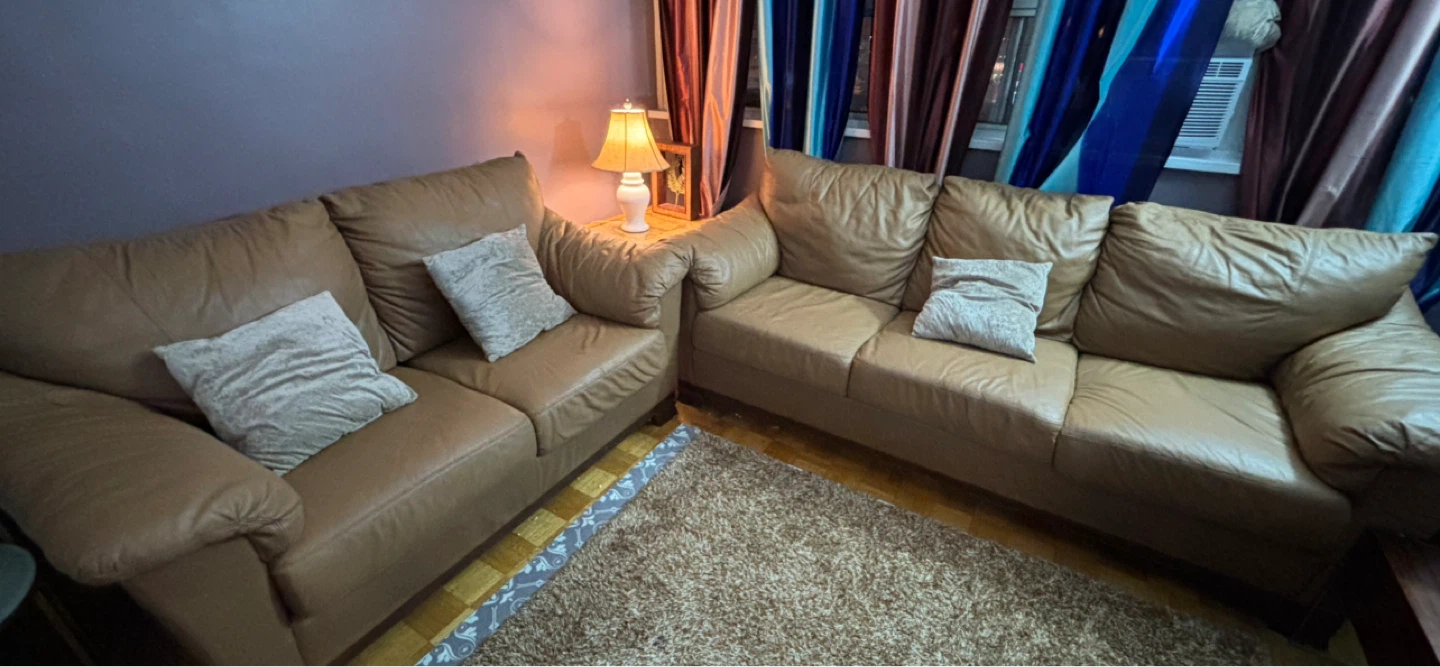 Brown Leather Sofa Set