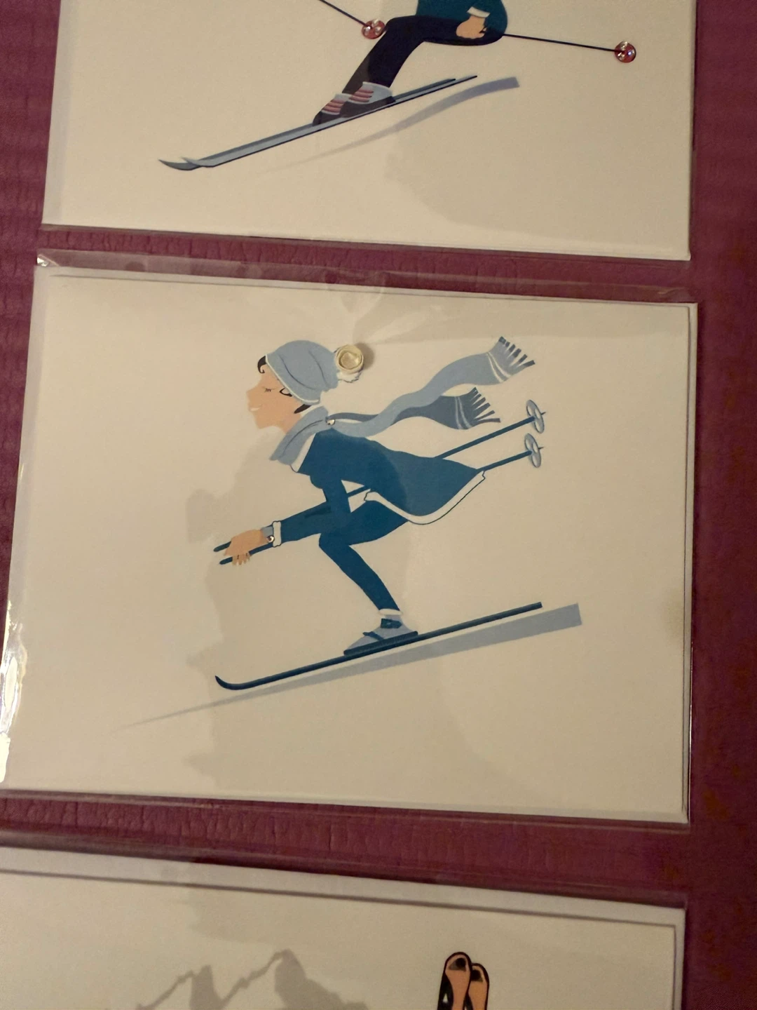 Set of 3 Skiing Art Cards - photo 2