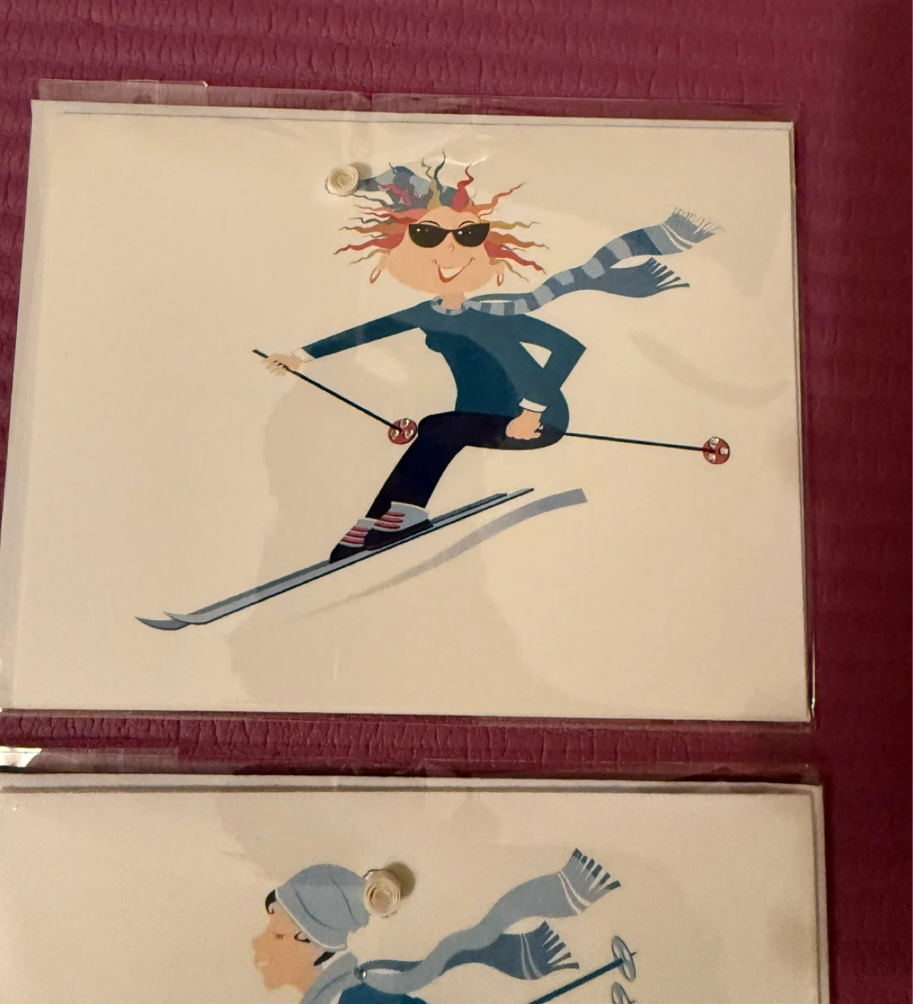 Set of 3 Skiing Art Cards - photo 3