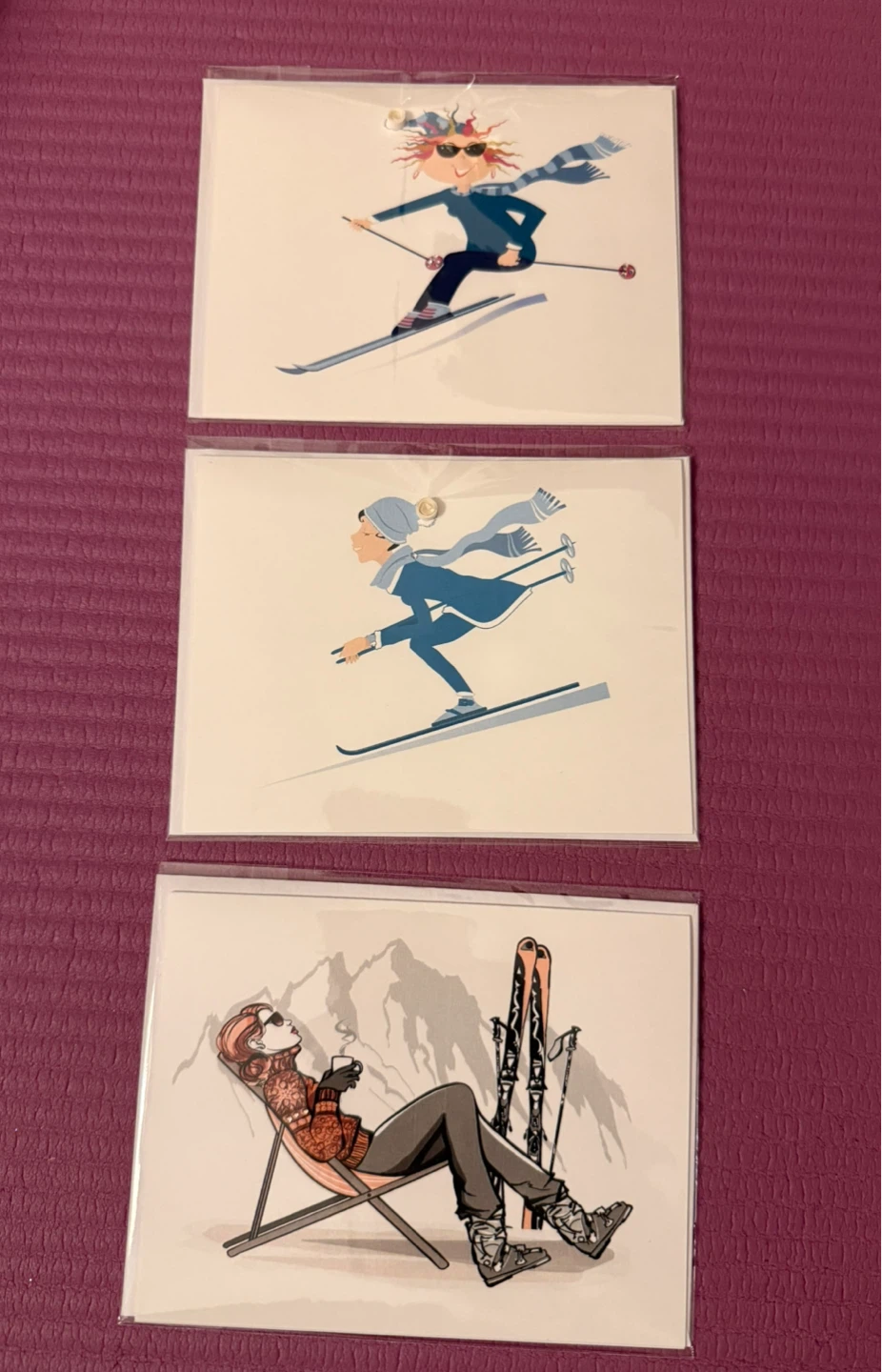 Set of 3 Skiing Art Cards - photo 4