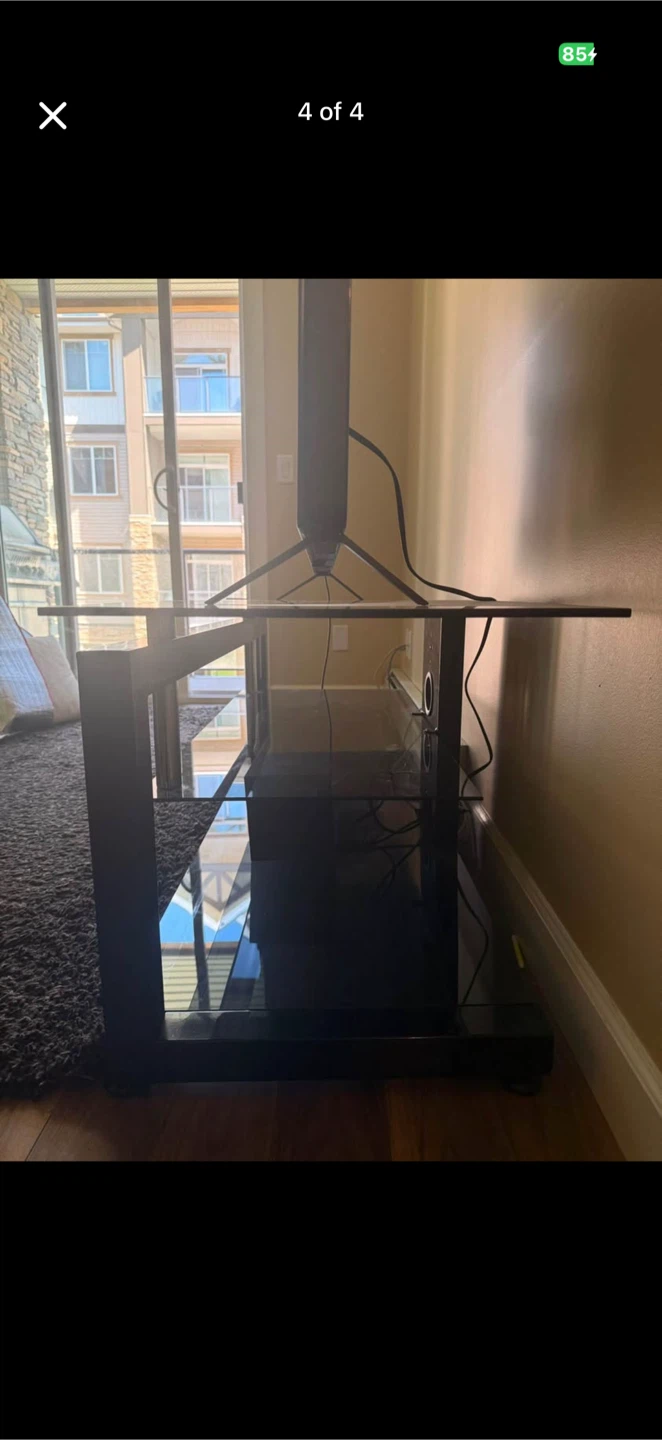 Black Glass TV Stand with Shelves - photo 3