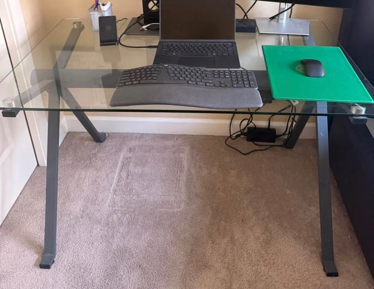 Glass Top Desk with Metal Legs