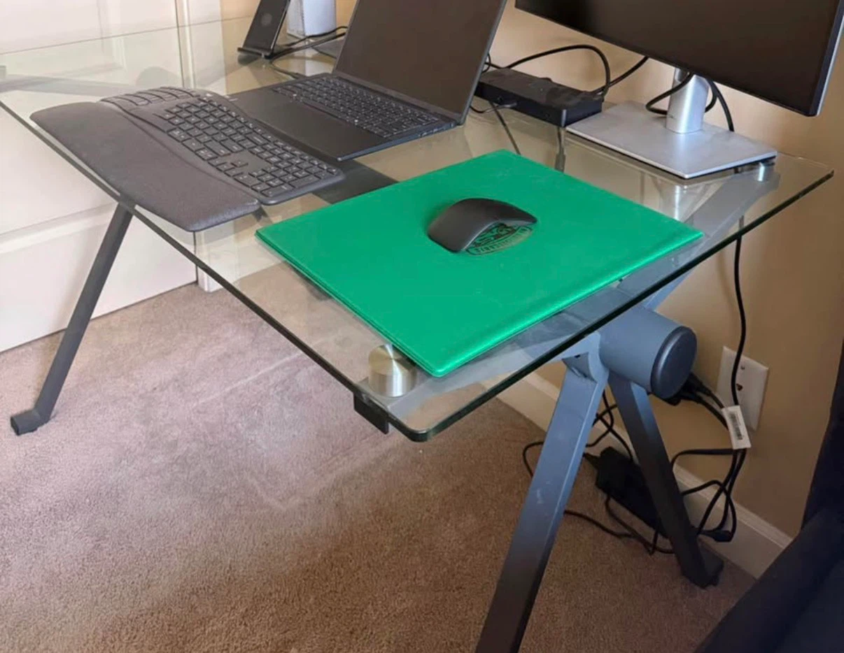 Glass Top Desk with Metal Legs - photo 2