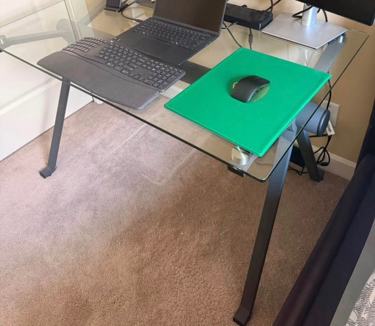 Glass Top Desk with Metal Legs - photo 3