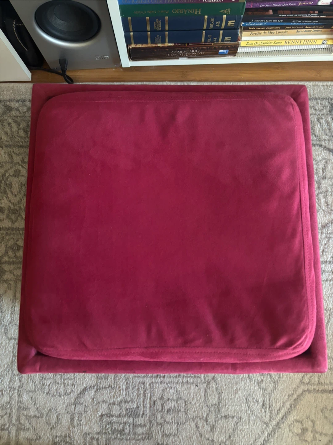 Pink Velvet  Square Storage Ottoman