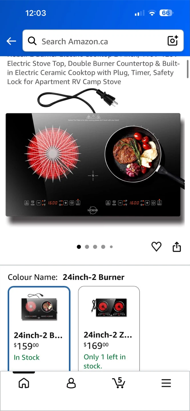 Double Burner Electric Stove Top - 24 inch