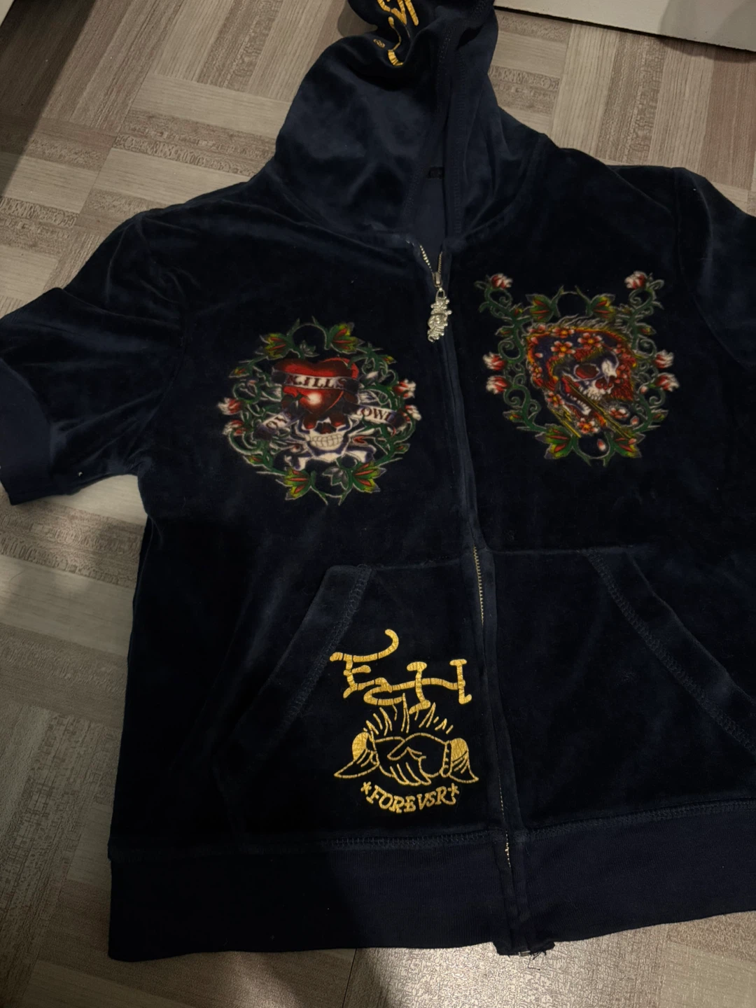 Ed Hardy Navy Velour Tracksuit Set
