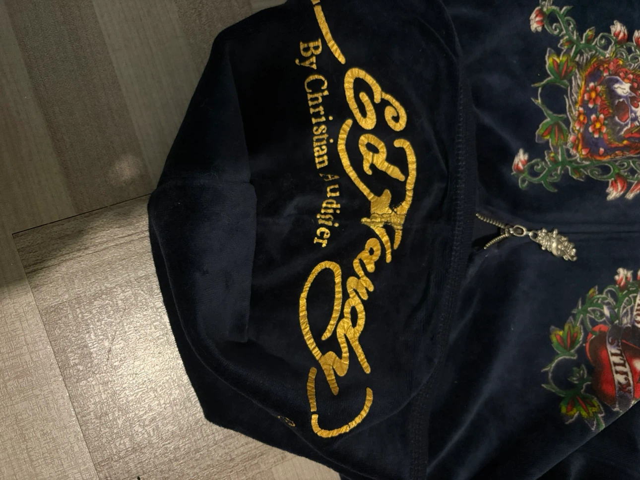 Ed Hardy Navy Velour Tracksuit Set - photo 2