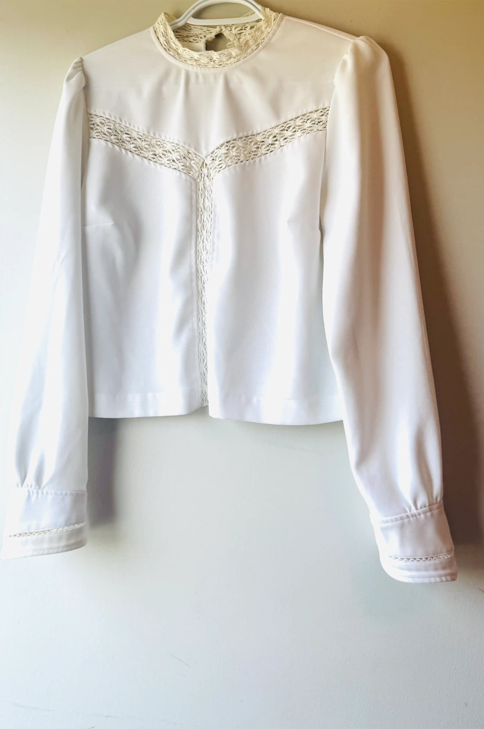 White Lace Trimmed Blouse