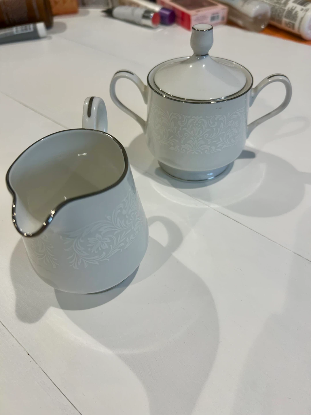 Vintage Carriage House Young Lace White Creamer and Sugar - photo 3