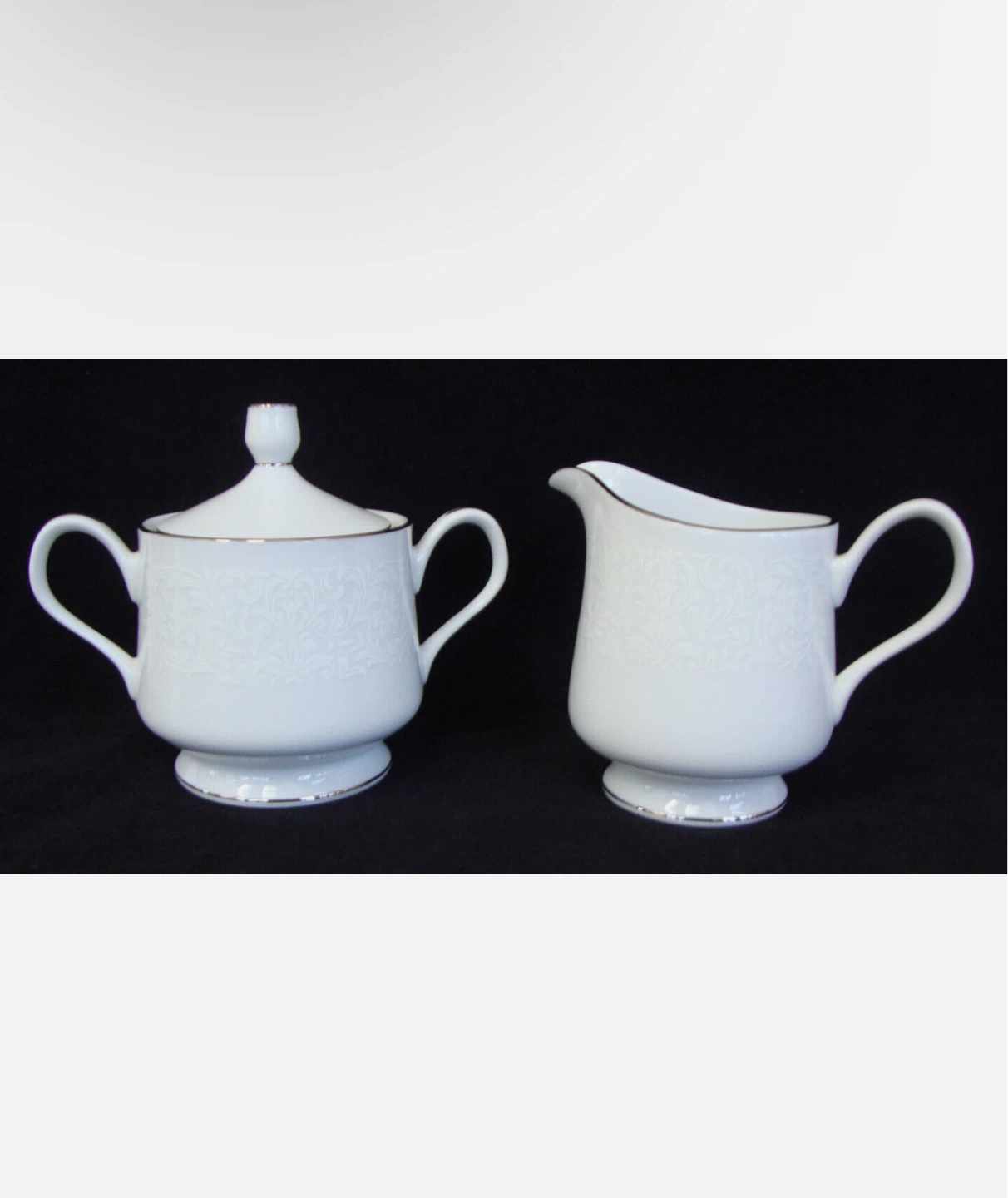 Vintage Carriage House Young Lace White Creamer and Sugar