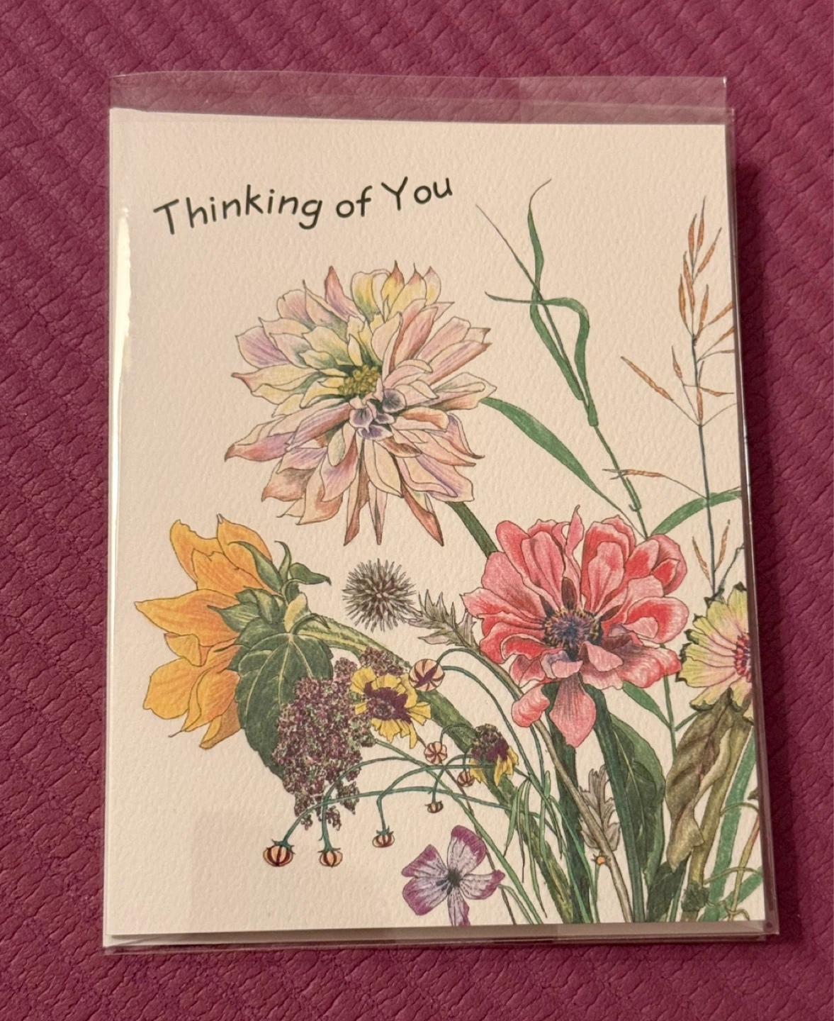 Thinking of You Greeting Card with Floral Design