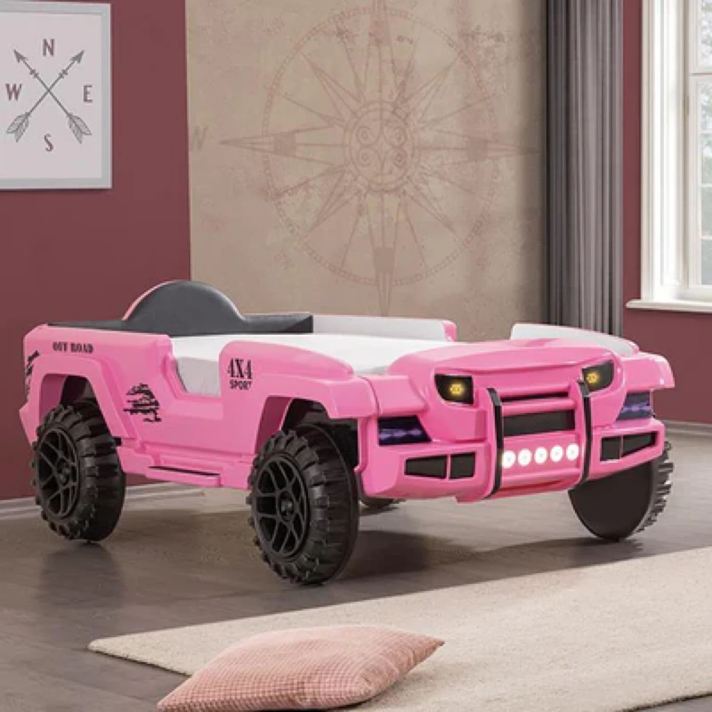 Pink Jeep Style Toddler Bed