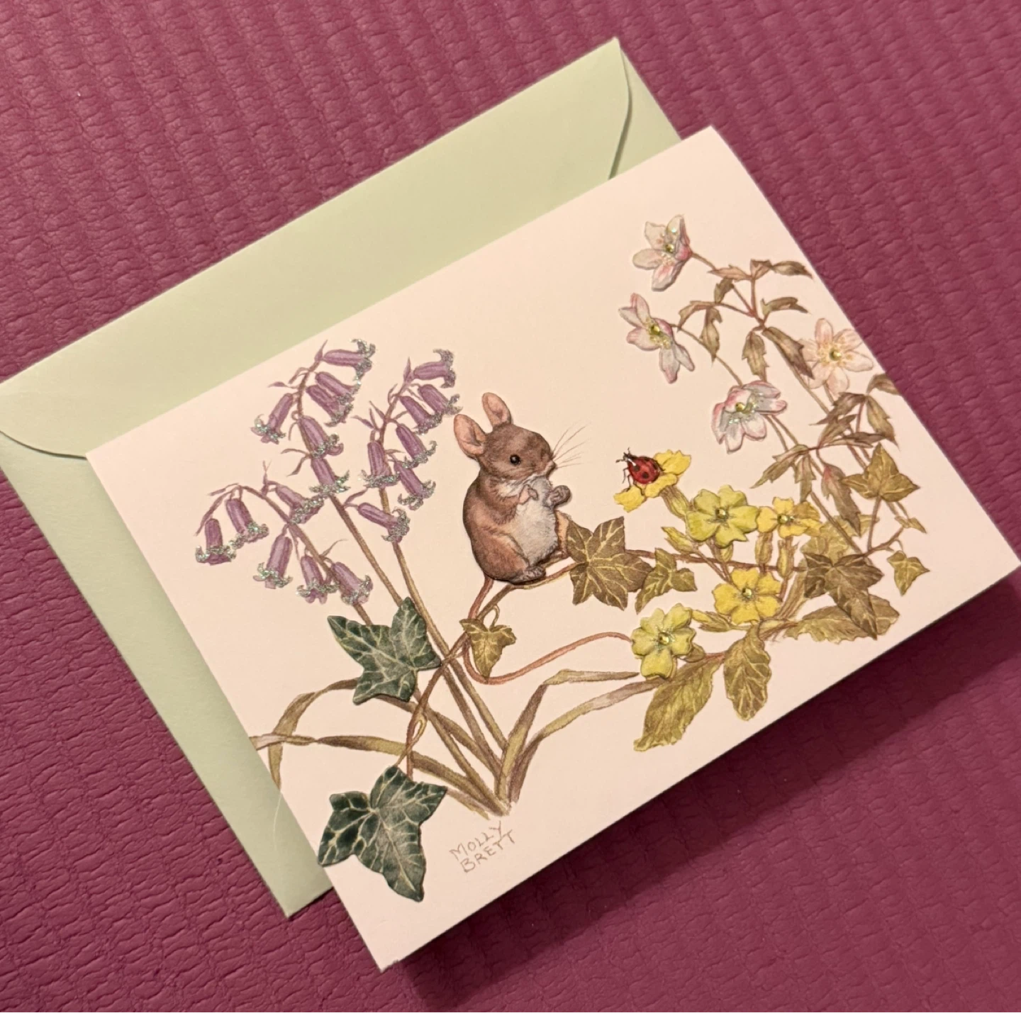 Molly Brett Mouse and Flowers Greeting Card with Envelope - photo 3