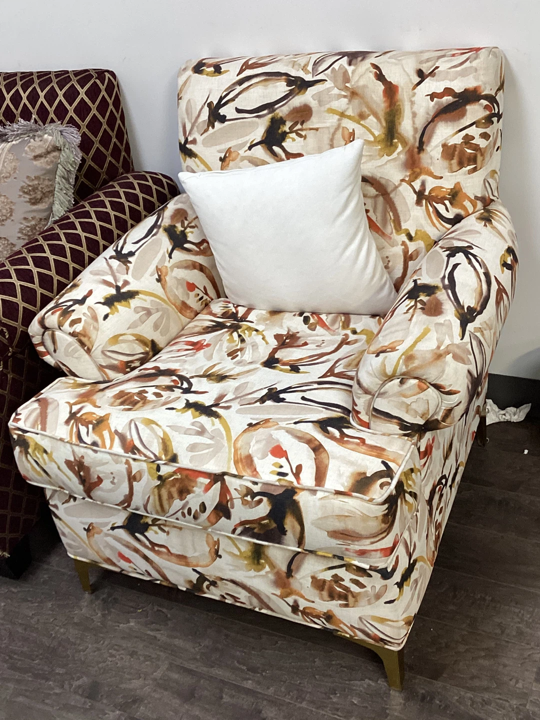 Accent Armchair with Floral Pattern