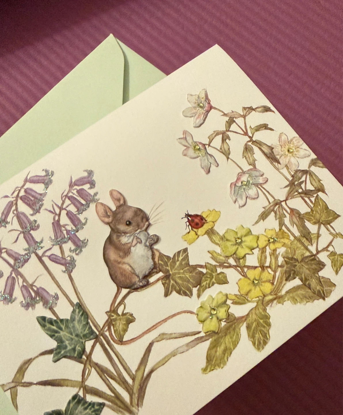 Molly Brett Mouse and Flowers Greeting Card with Envelope - photo 5