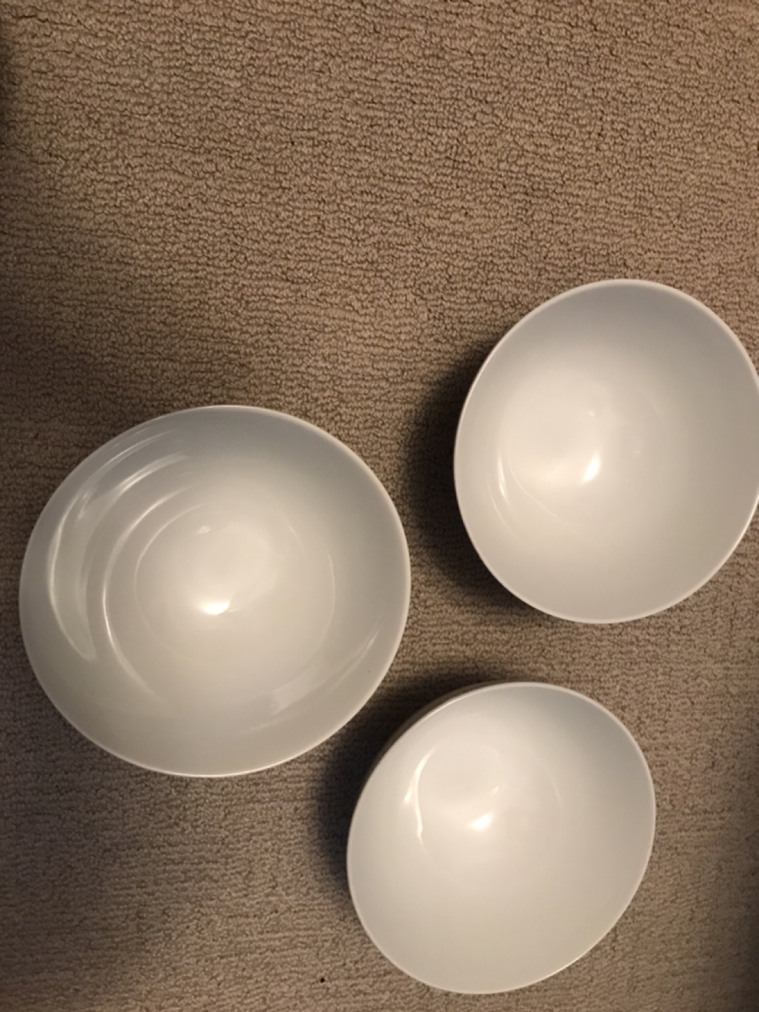 White Ceramic Bowls - Set of 3 - photo 2