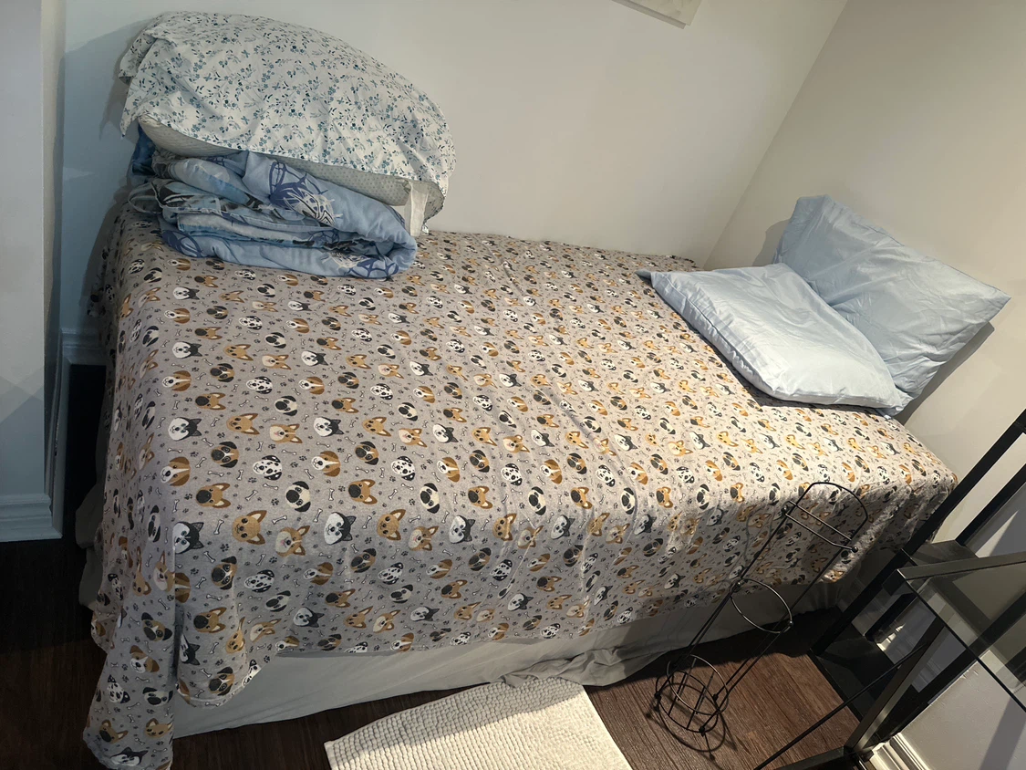 All in one Single bed, Glass top desk with black metal frame - photo 4