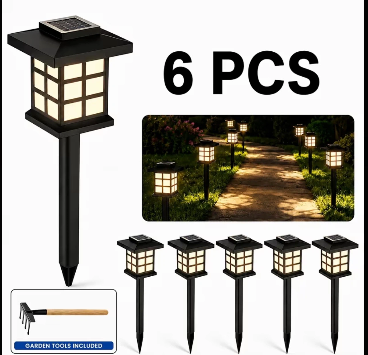 6 Pack Solar Pathway Lights（yellow）