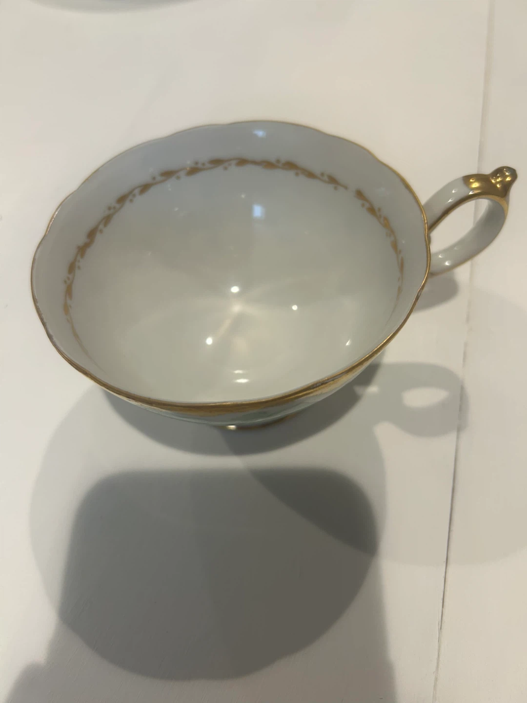 1940s Vintage Shafford Japan Green Cabbage Rose Teacup - photo 4