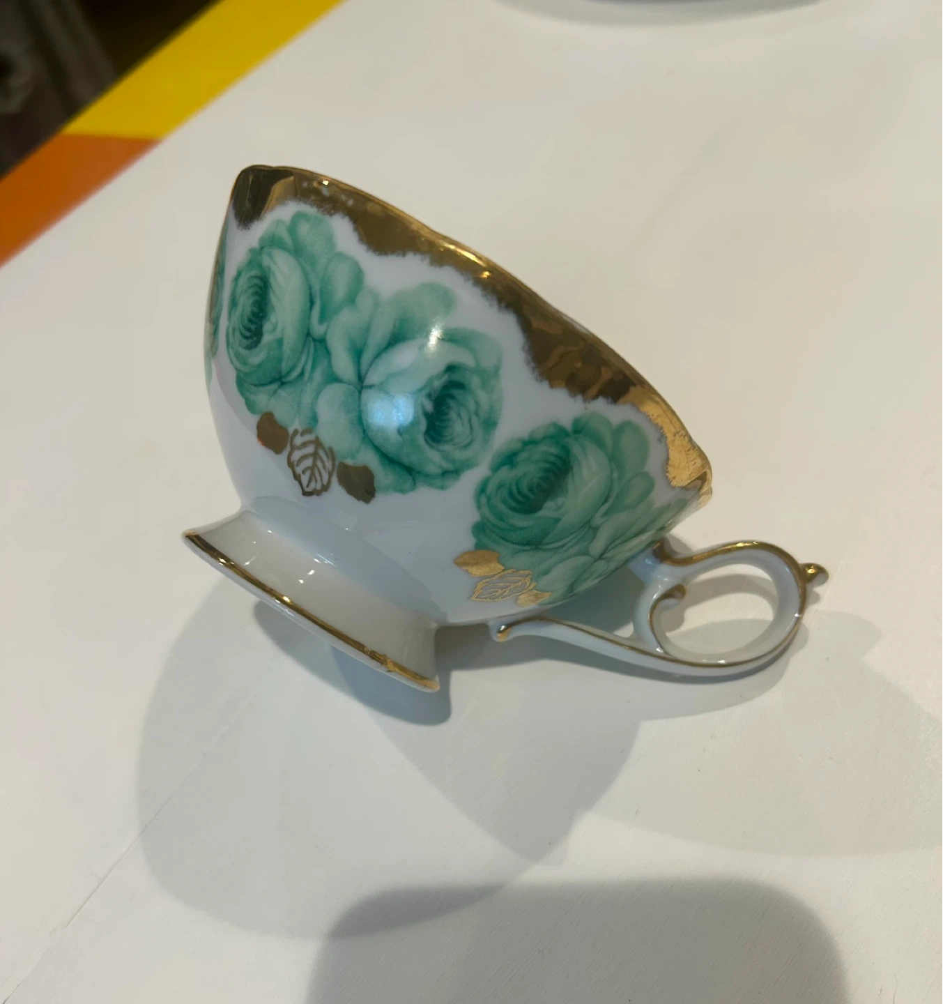 1940s Vintage Shafford Japan Green Cabbage Rose Teacup