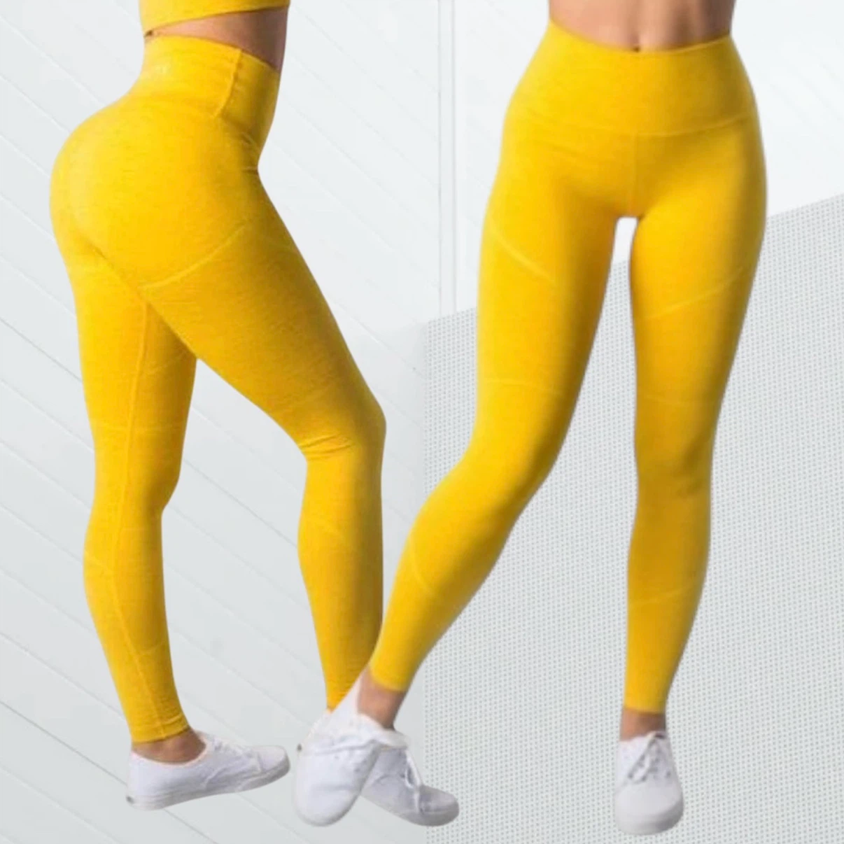 Alphalete Revival R6 Yellow High-Waisted Leggings Size Medium