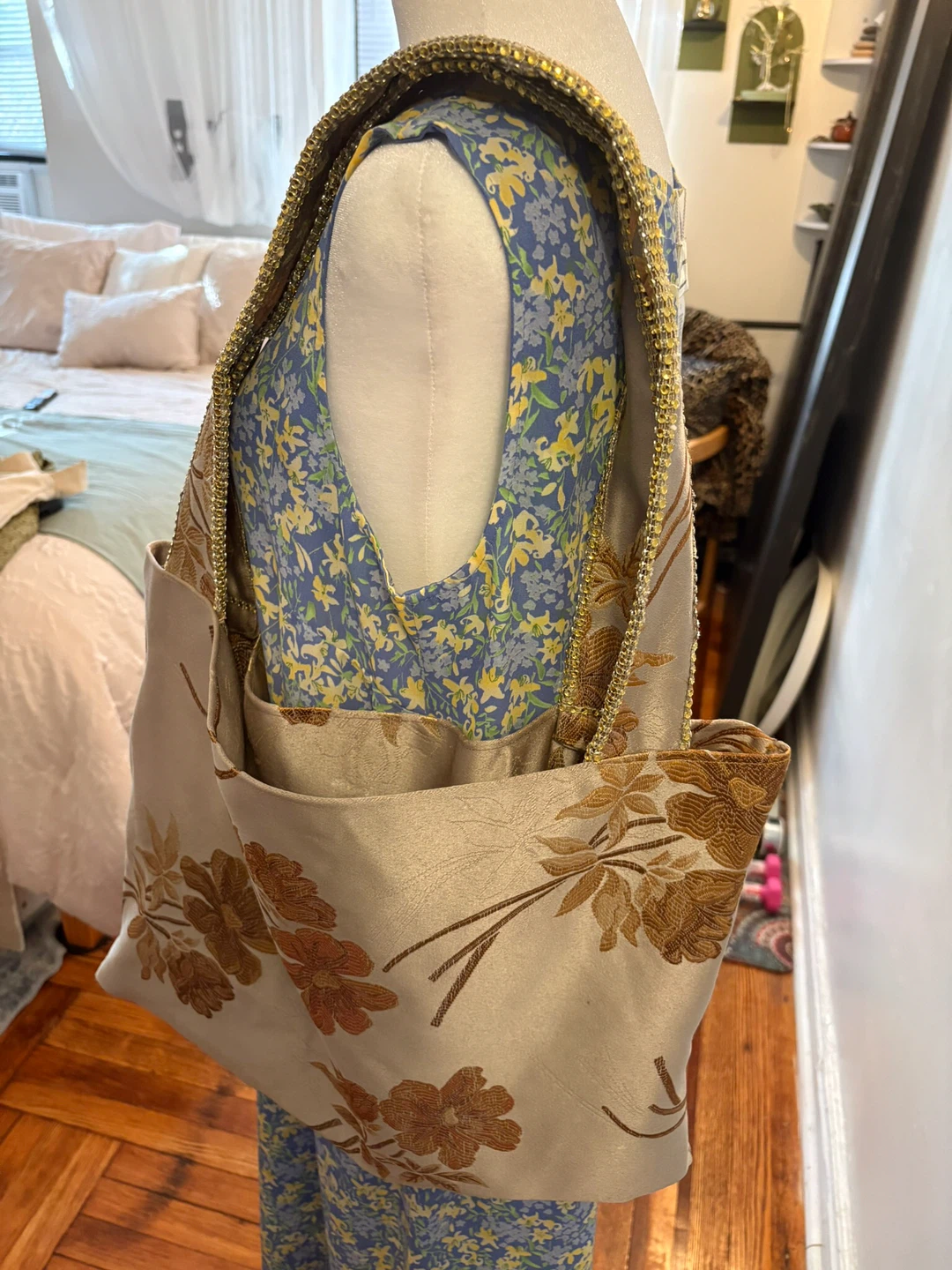 Handmade Floral Embroidered Tote Bag